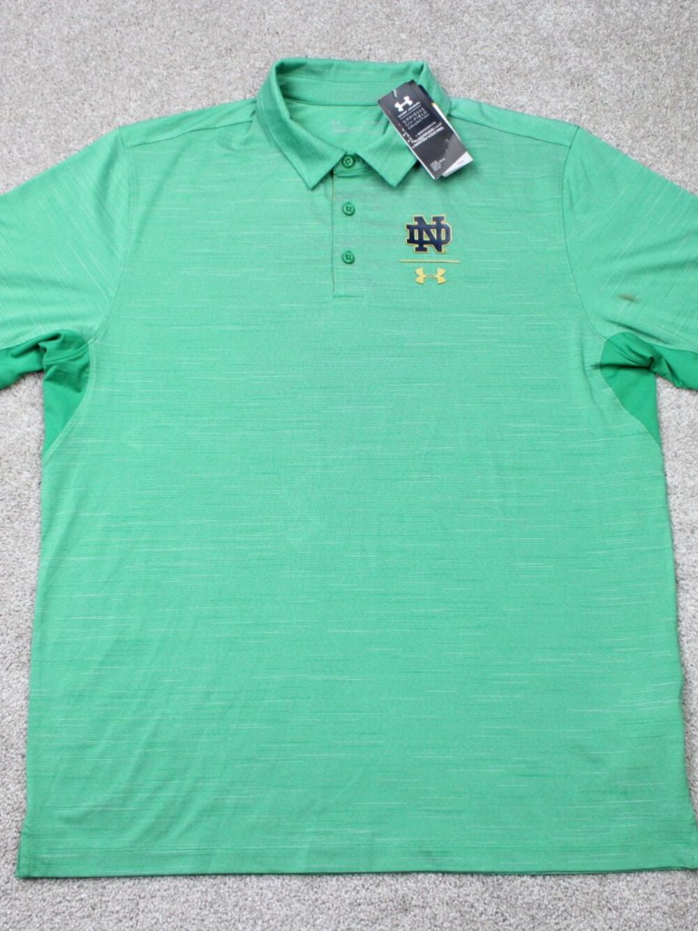 Notre Dame Polo Shirt NWT Mens XL Green Under Armour OnField Loose Short Sleeve